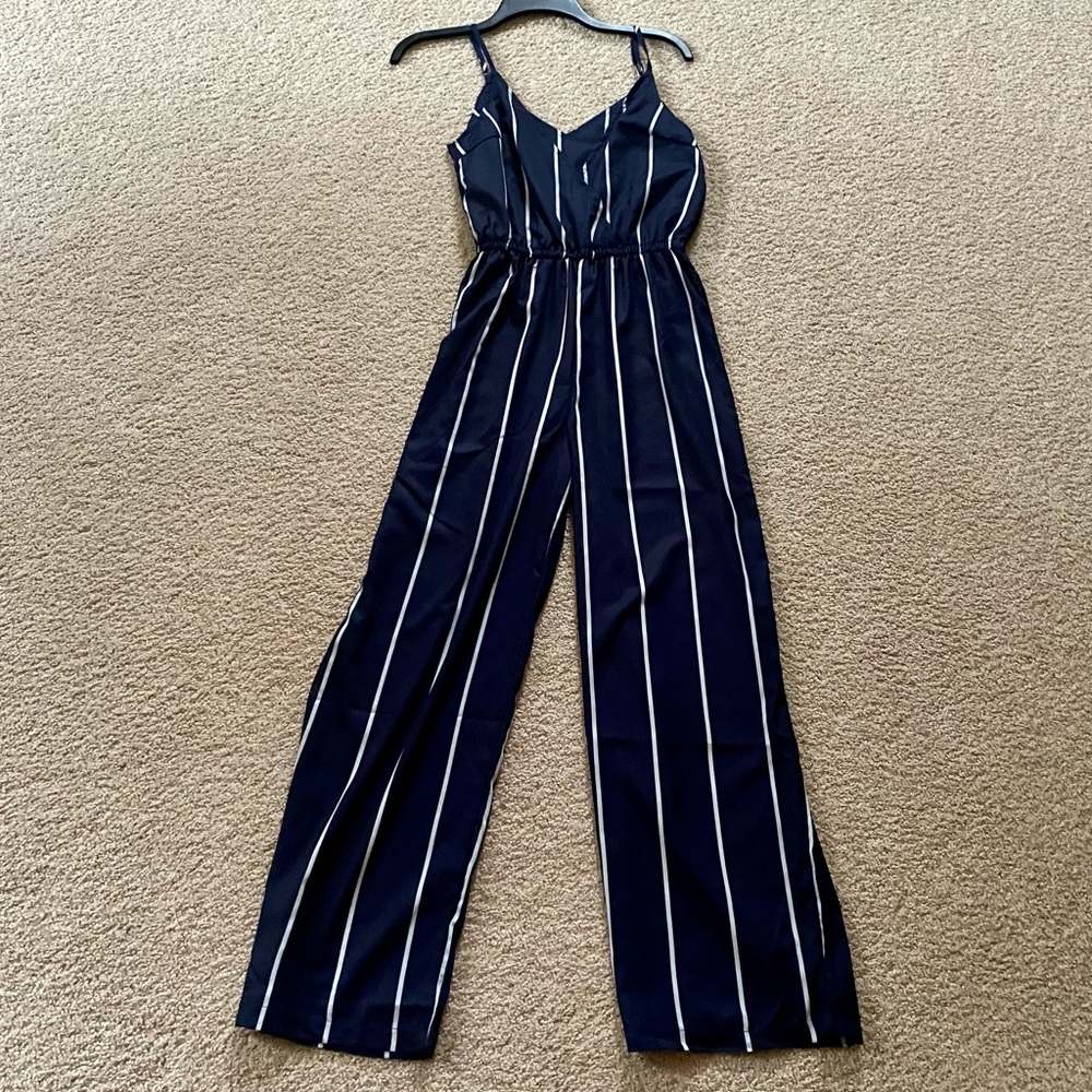 NWT Navy Stripe Jumpsuit
